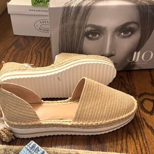 Jennifer Lopez Beige Espadrille Flats